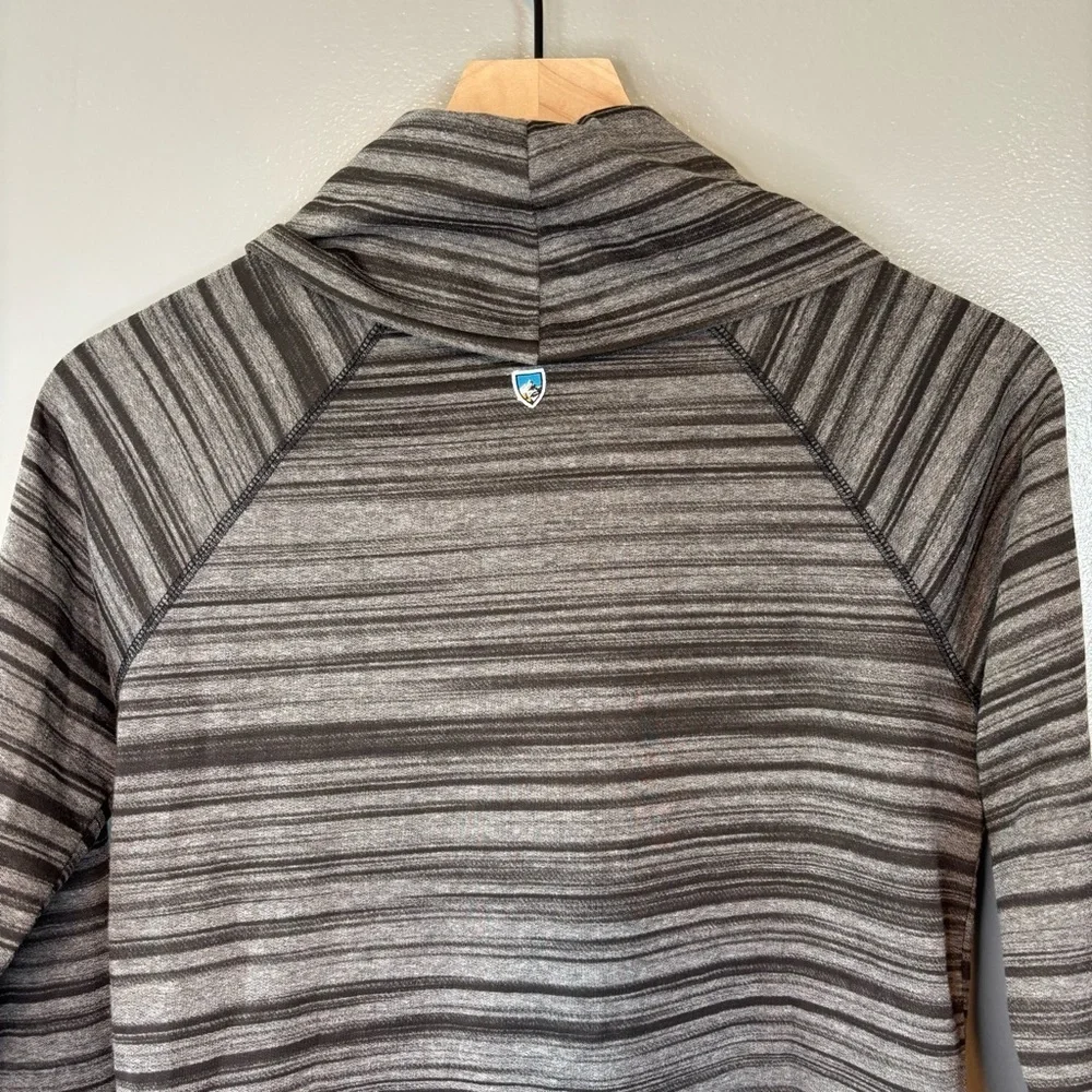 Kuhl XS Piper Cowl Neck Sweater Heather Gray Black Outdoor Hiking Base Layer